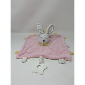 Birbaby Bunny Rabbit Lovey Security Blanket Plush Rattle Teething Ring Soft